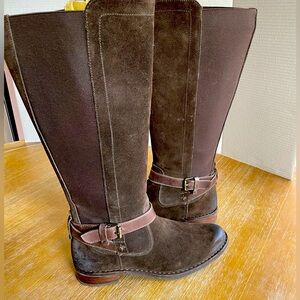 Bussola Sevilla suede knee high boots distressed toe stretch calf size 39, 9-9.5